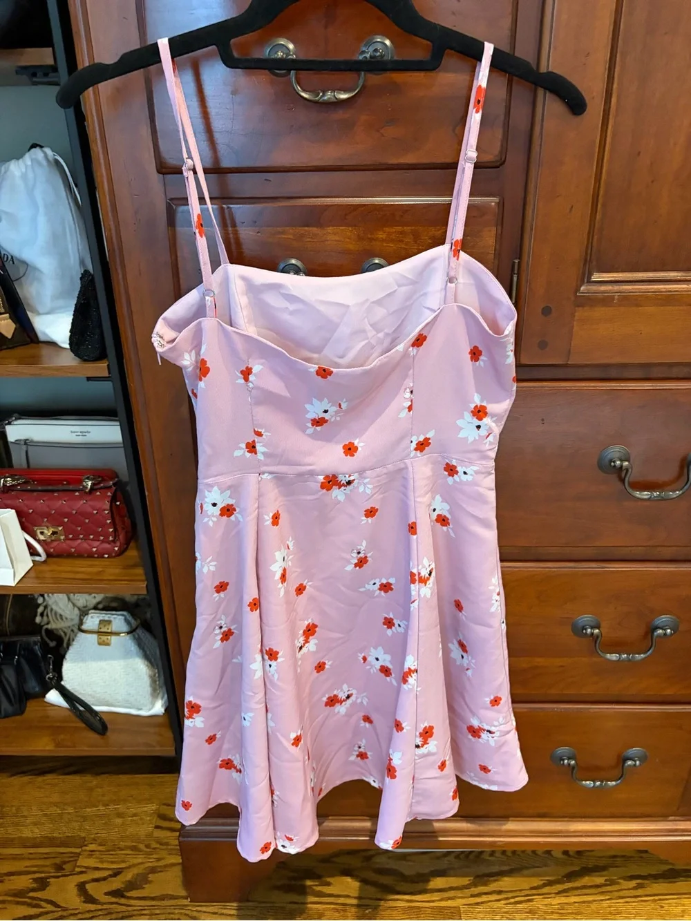 EUC Pink Floral Spaghetti-Strap Mini Dress - Picture 6 of 7